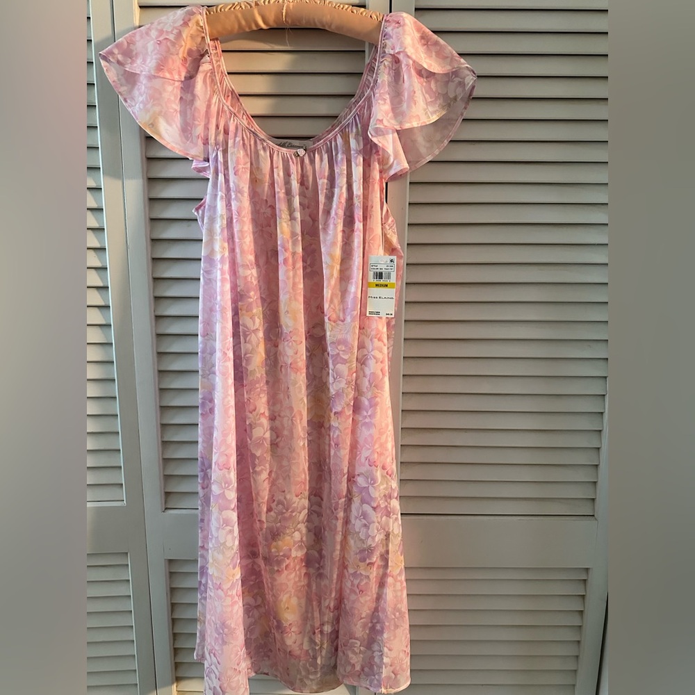 Miss Elaine Pink Floral Nightgown